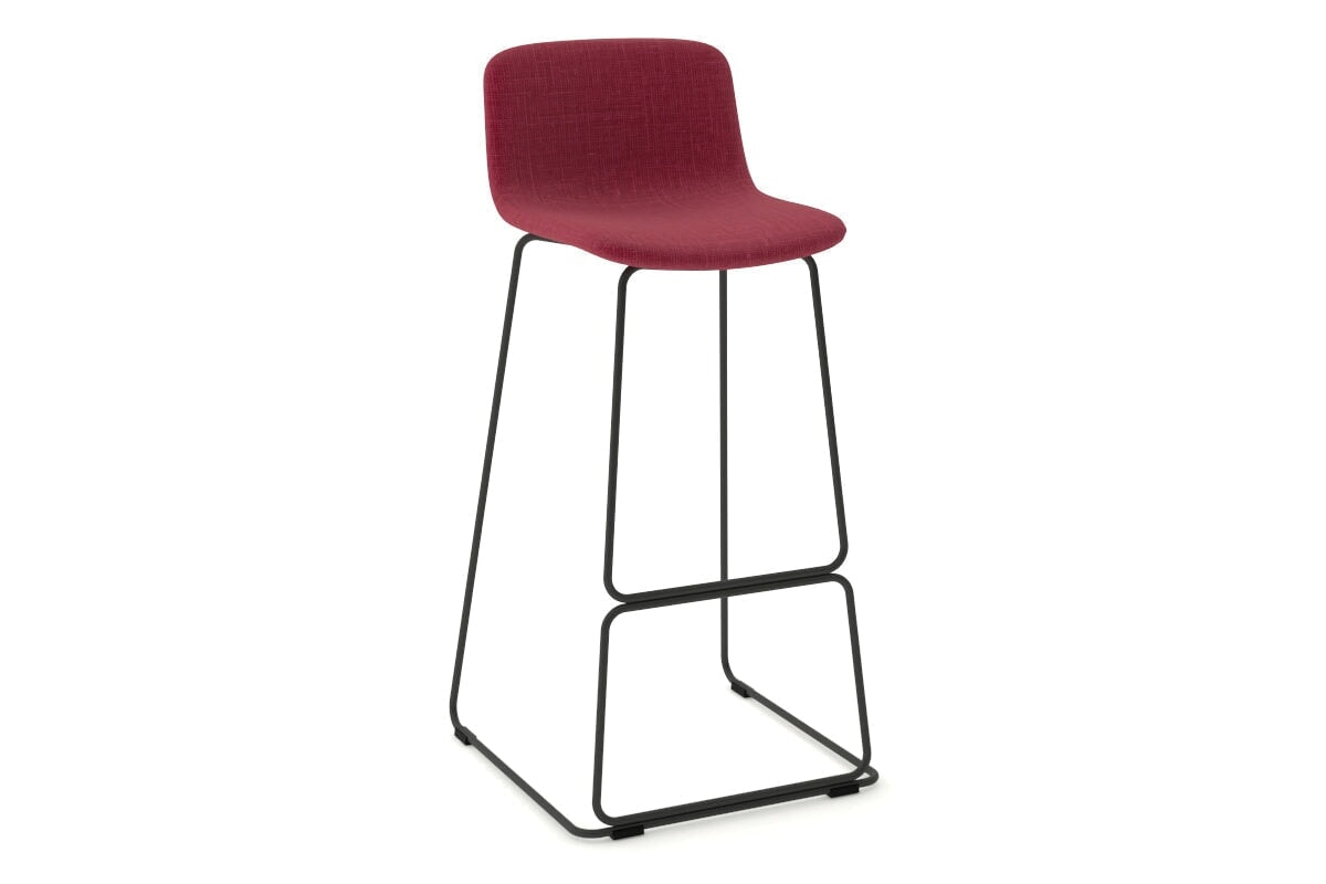 Wave Fabric Bar and Counter Stool Sled Base - 760mm Seat Height Jasonl black leg burgundy 