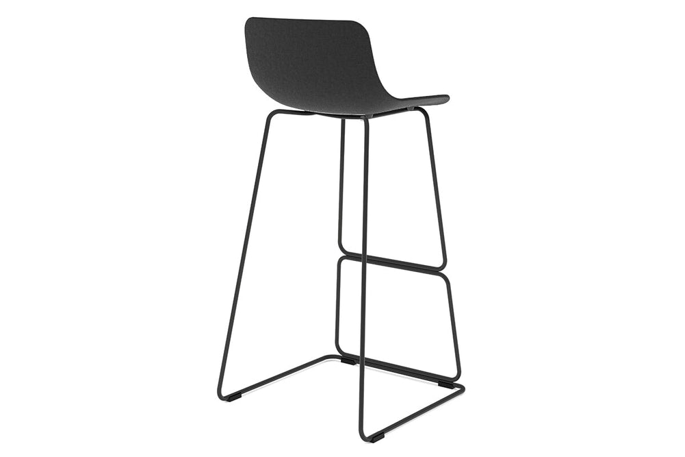 Wave Fabric Bar and Counter Stool Sled Base - 760mm Seat Height-black leg dark grey 