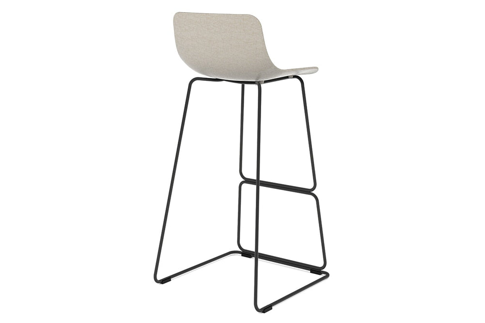 Wave Fabric Bar and Counter Stool Sled Base - 760mm Seat Height-black leg dark grey 