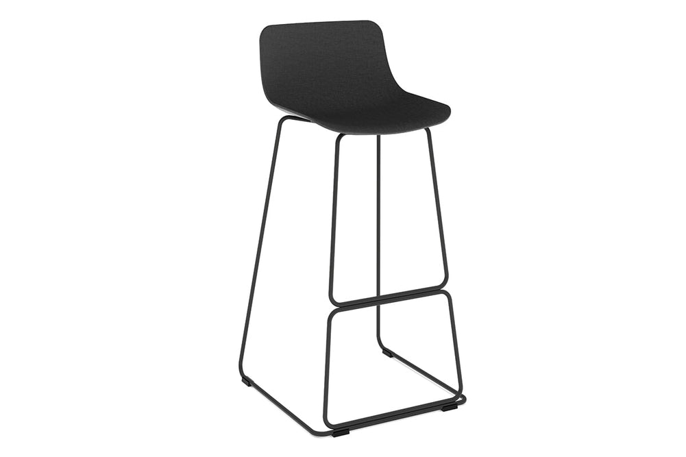 Wave Fabric Bar and Counter Stool Sled Base - 760mm Seat Height-black leg dark grey 