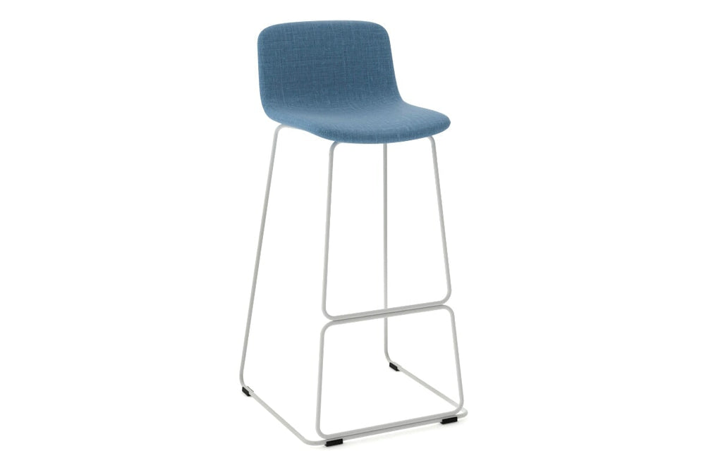 Wave Fabric Bar and Counter Stool Sled Base - 760mm Seat Height-white leg blue 