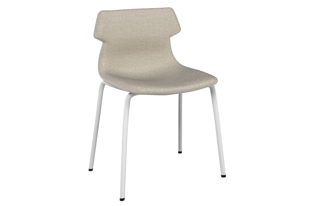 Wave Fabric Visitor Chair -  4 Leg Base-white cream 