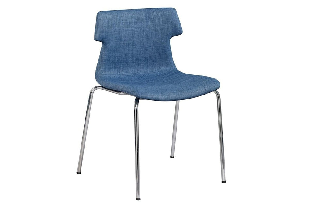 Wave Fabric Visitor Chair -  4 Leg Base-chrome blue 