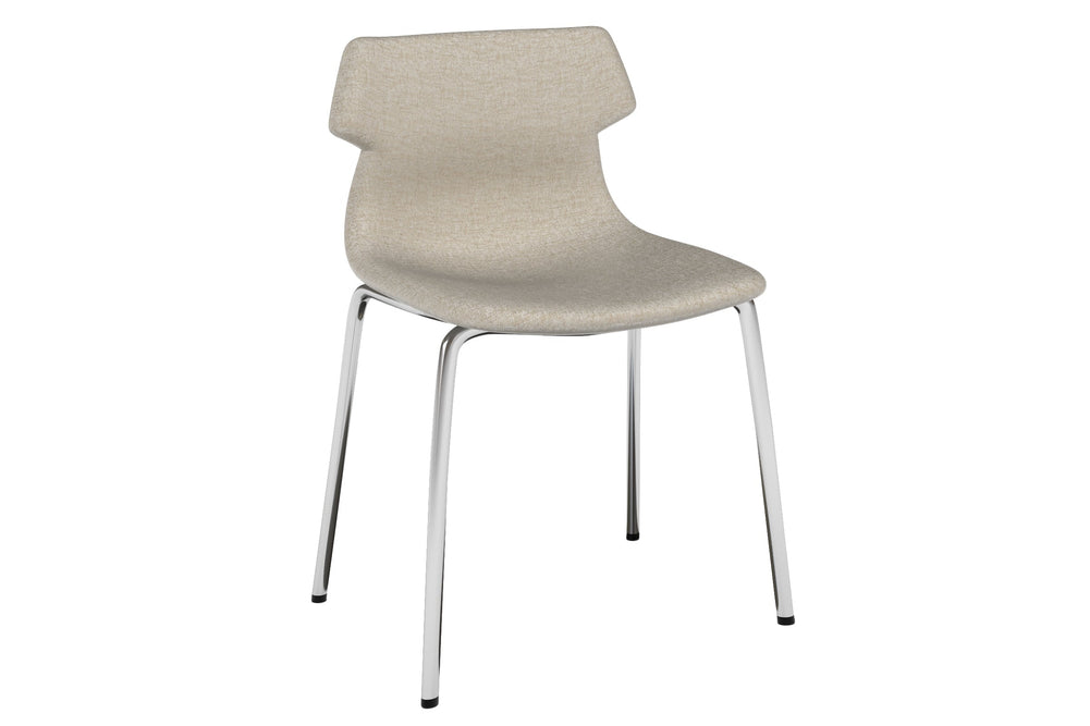 Wave Fabric Visitor Chair -  4 Leg Base-chrome cream 