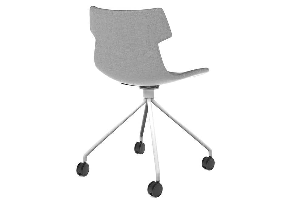 Wave Fabric Visitor Chair - Mobile Base-white dark grey 
