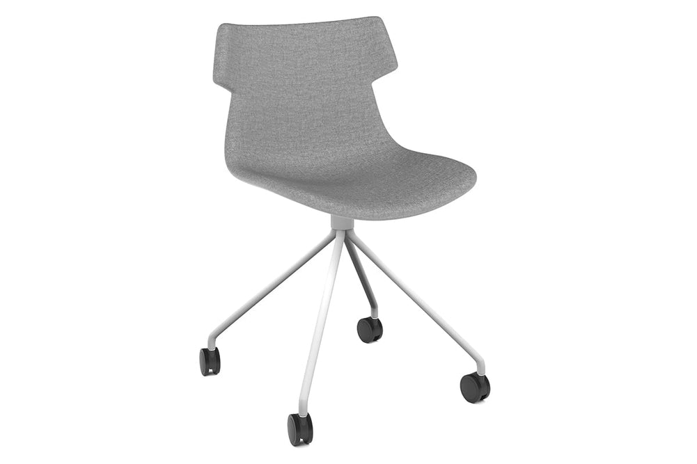 Wave Fabric Visitor Chair - Mobile Base-white light grey 