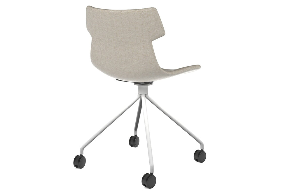 Wave Fabric Visitor Chair - Mobile Base-white dark grey 