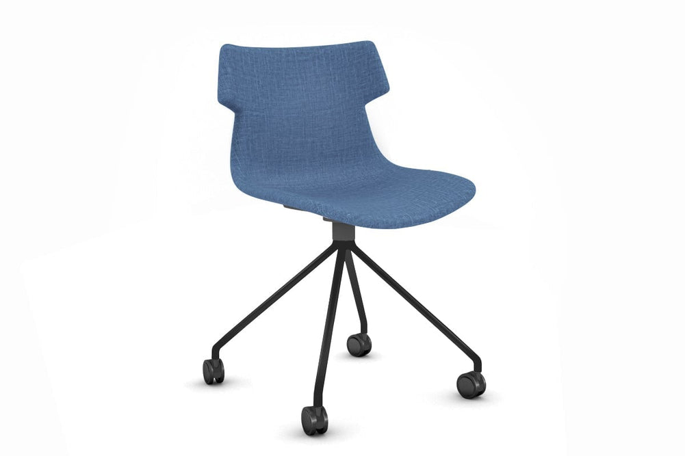 Wave Fabric Visitor Chair - Mobile Base-black blue 