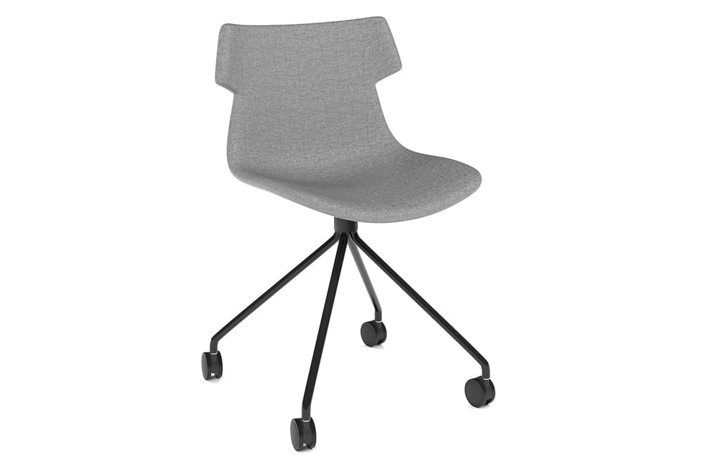 Wave Fabric Visitor Chair - Mobile Base-black light grey 