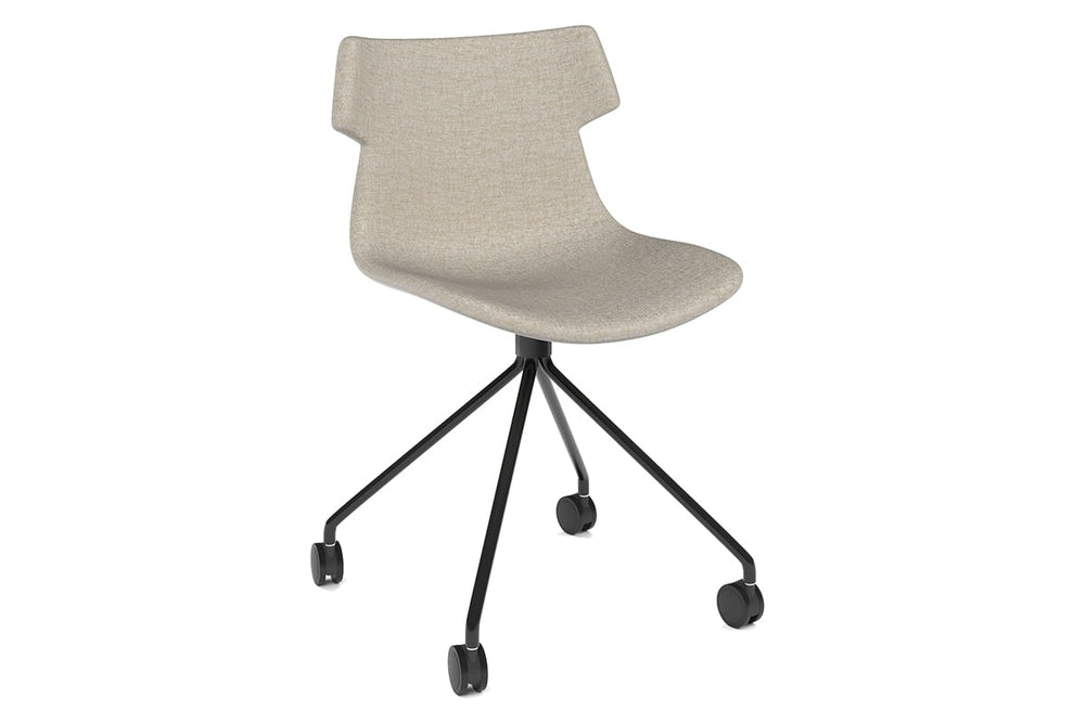 Wave Fabric Visitor Chair - Mobile Base-black cream 