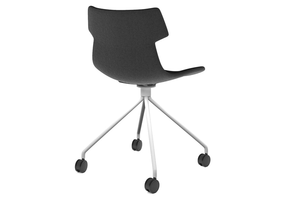 Wave Fabric Visitor Chair - Mobile Base-white dark grey 