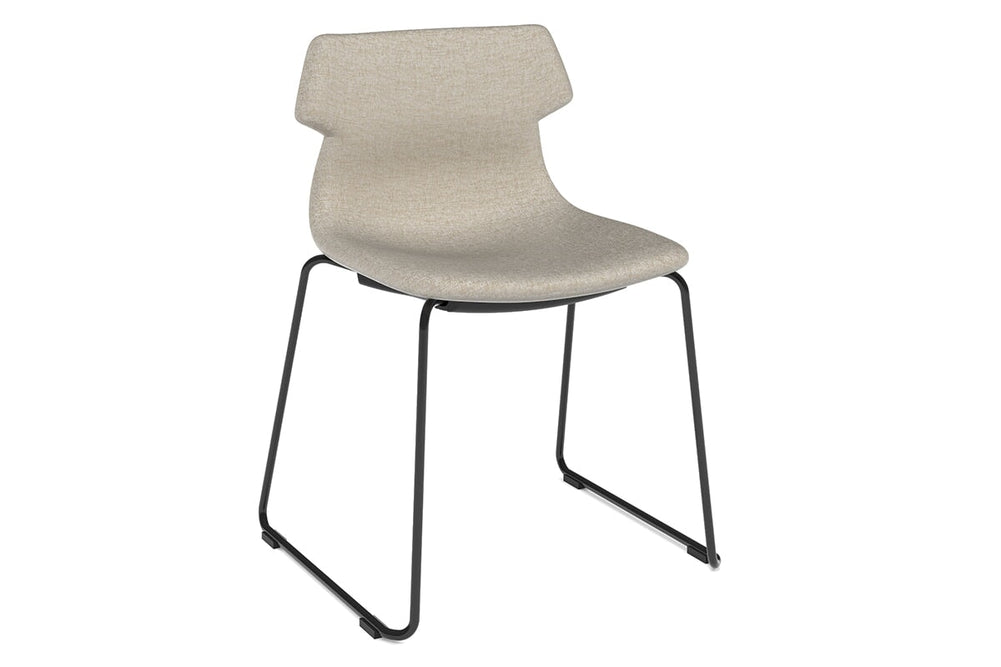 Wave Fabric Visitor Chair - Sled Base-black cream 