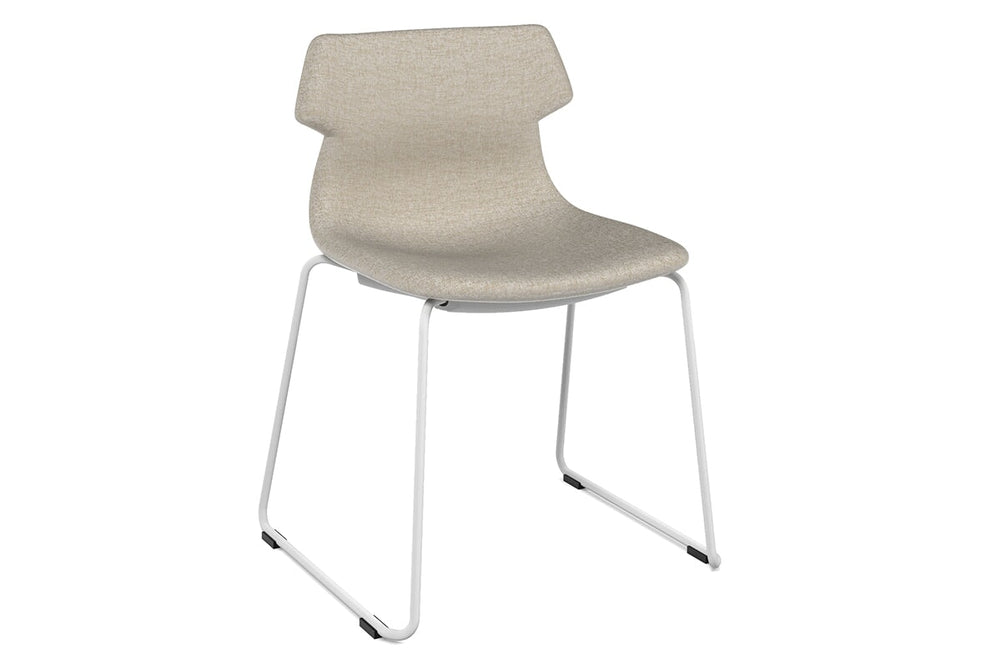 Wave Fabric Visitor Chair - Sled Base-white cream 