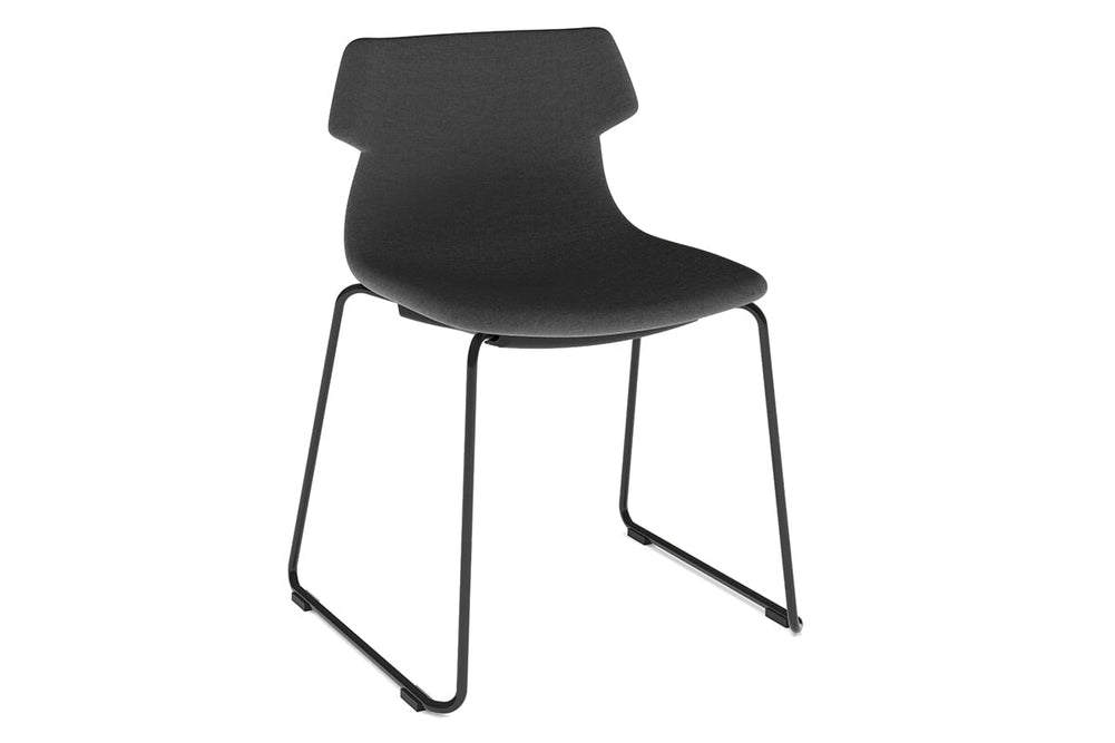 Wave Fabric Visitor Chair - Sled Base-black dark grey 