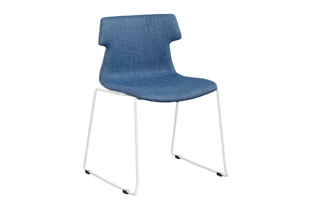 Wave Fabric Visitor Chair - Sled Base-white blue 