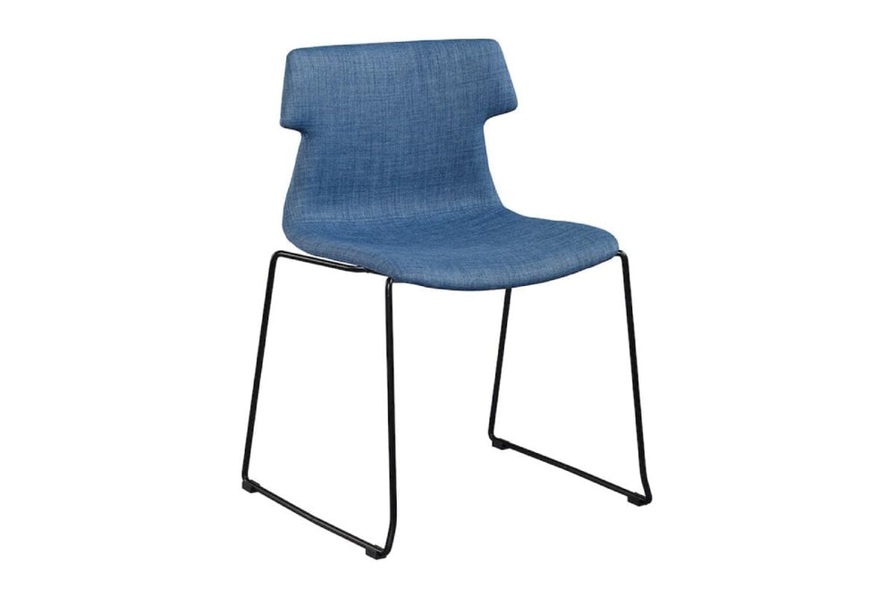 Wave Fabric Visitor Chair - Sled Base-black blue 