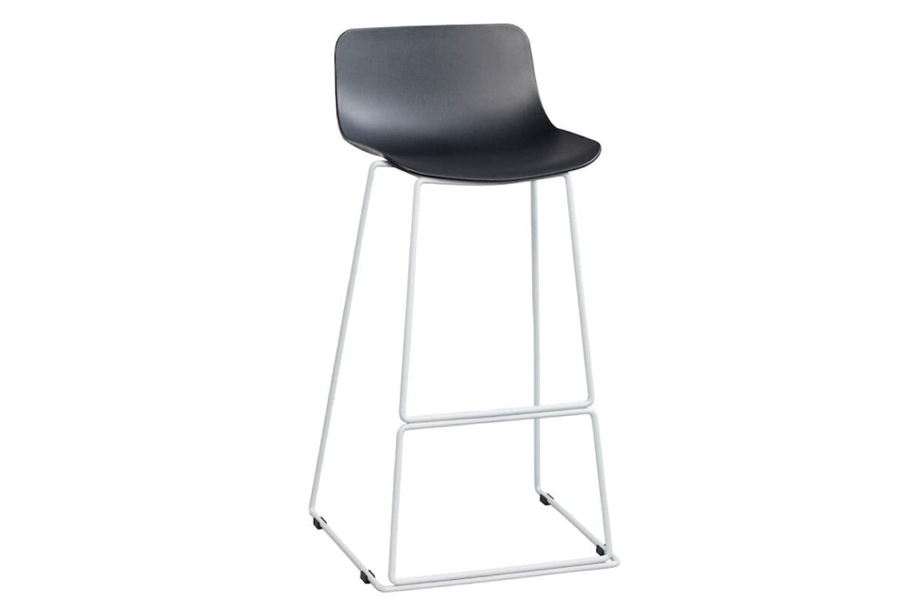 Wave Plastic Bar and Counter Stool Sled Base - 760mm Seat Height-white leg black 