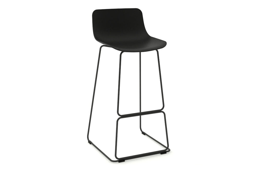 Wave Plastic Bar and Counter Stool Sled Base - 760mm Seat Height-black leg black 