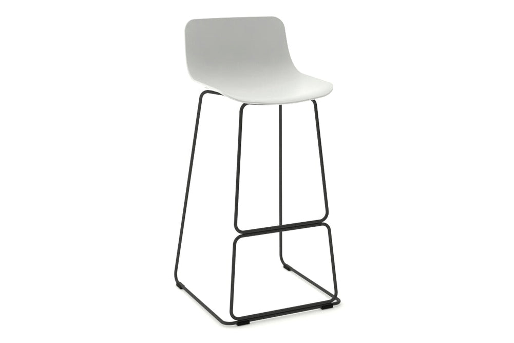 Wave Plastic Bar and Counter Stool Sled Base - 760mm Seat Height-black leg white 