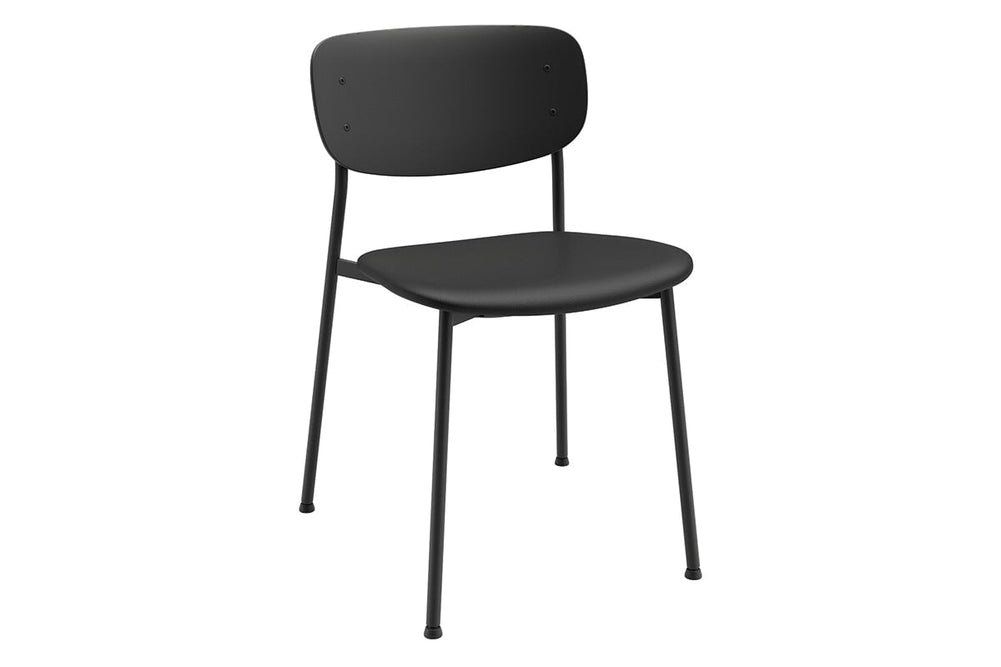 Wilma 4 Leg Chair - Synthetic Leather Seat and Black Back-black  