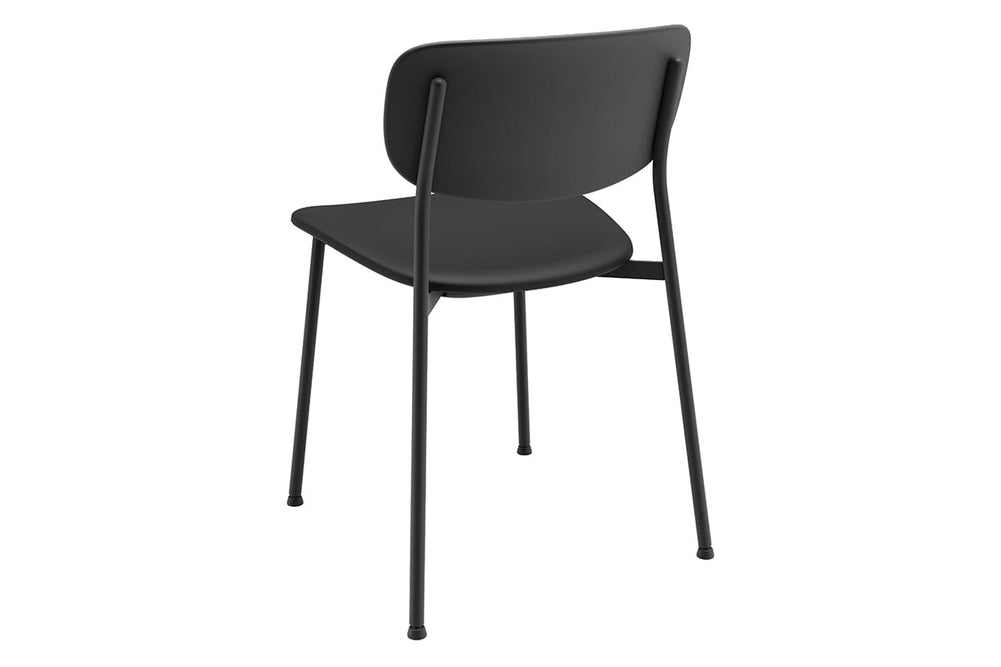 Wilma 4 Leg Chair - Synthetic Leather Seat and Black Back-black  