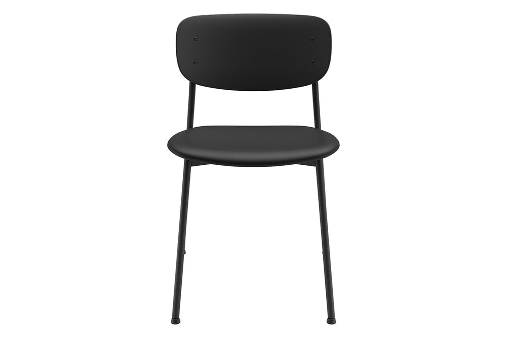 Wilma 4 Leg Chair - Synthetic Leather Seat and Black Back-black  