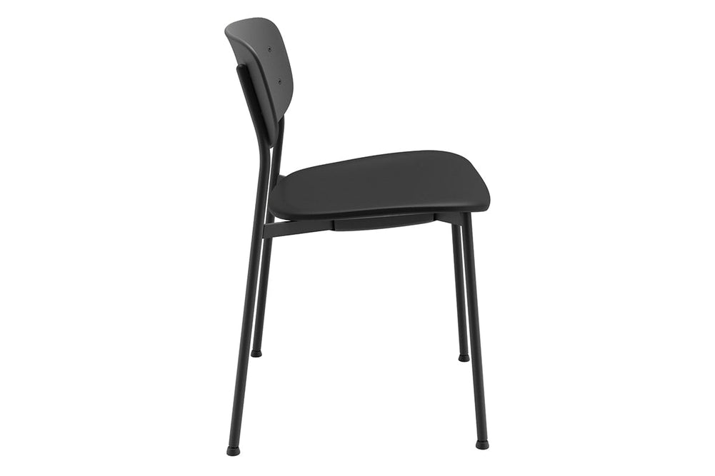 Wilma 4 Leg Chair - Synthetic Leather Seat and Black Back-black  