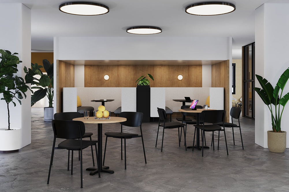 Wilma 4 Leg Chair - Synthetic Leather Seat and Black Back-black  