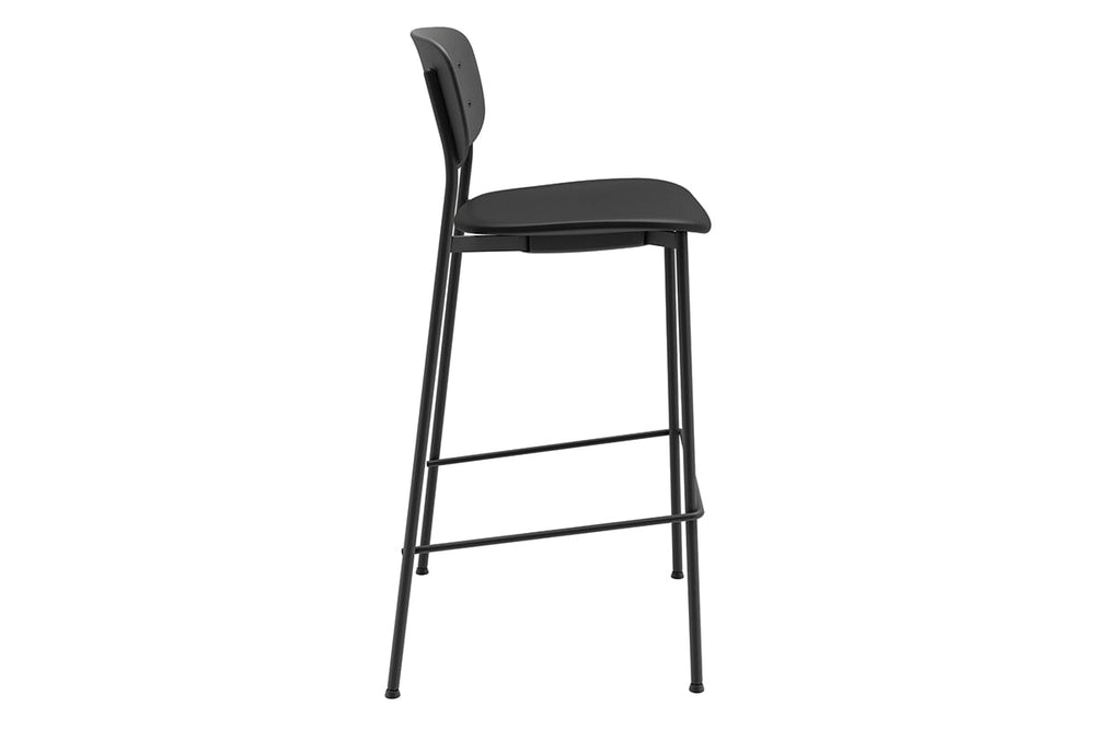 Wilma Counter Stool 4 Leg Base - Synthetic Leather Seat and Black Back - 760mm Seat Height-black  
