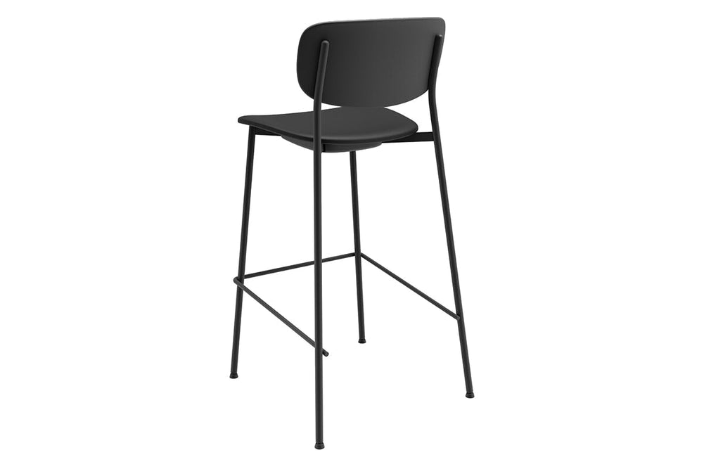 Wilma Counter Stool 4 Leg Base - Synthetic Leather Seat and Black Back - 760mm Seat Height-black  