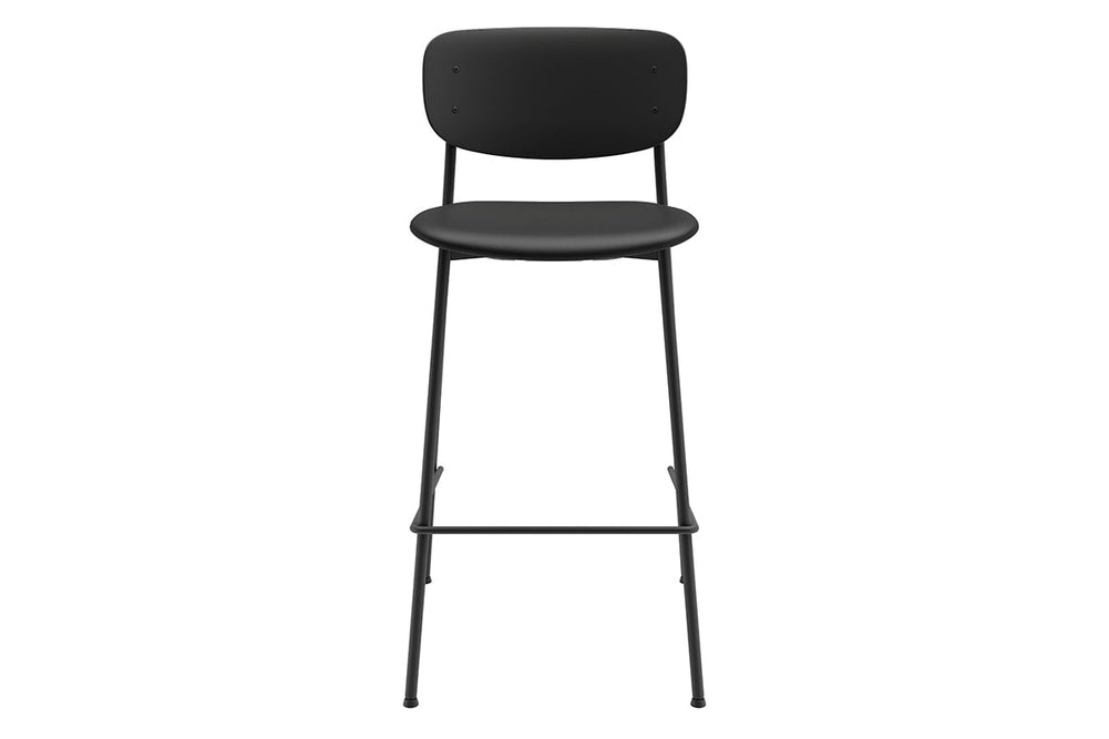 Wilma Counter Stool 4 Leg Base - Synthetic Leather Seat and Black Back - 760mm Seat Height-black  