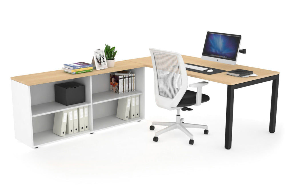 Quadro Square Executive Setting - Black Frame [1600L x 700W]-maple none open bookcase