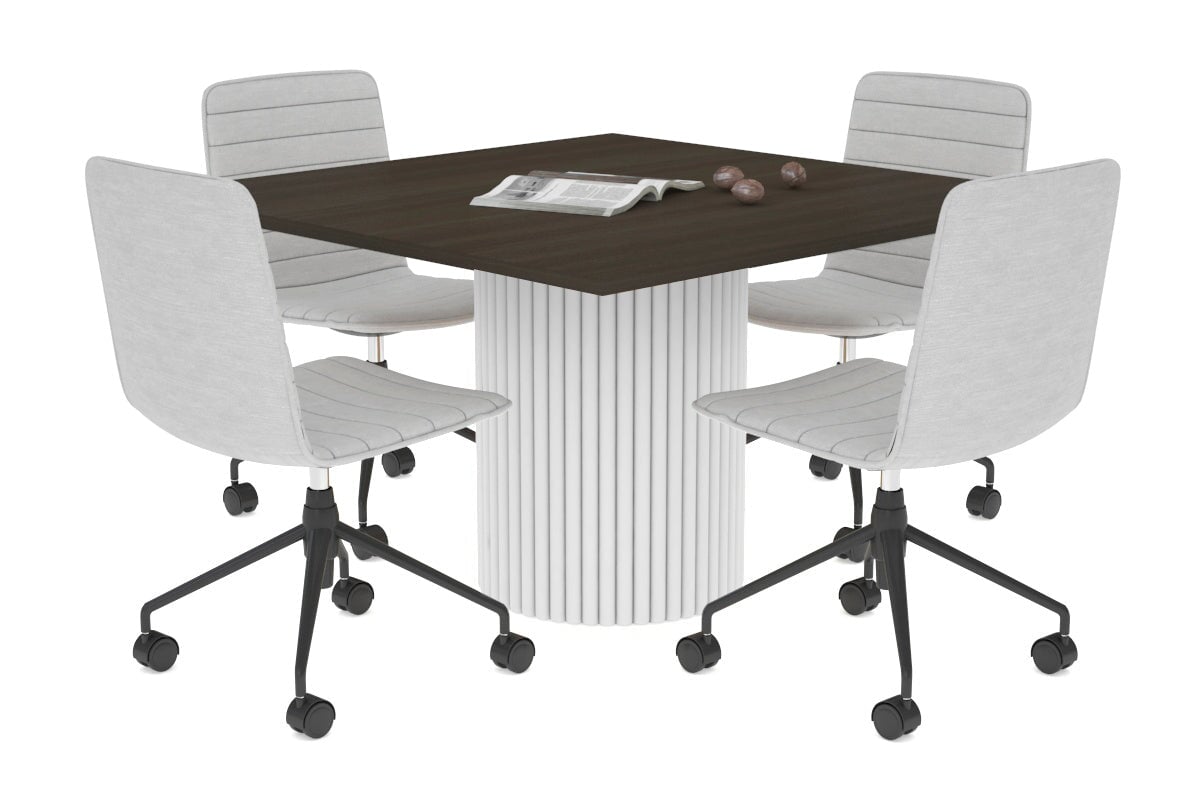 Baobab Circular Wood Base Boardroom Rectangle Table [1200L x 1200W] Jasonl white leg dark oak 
