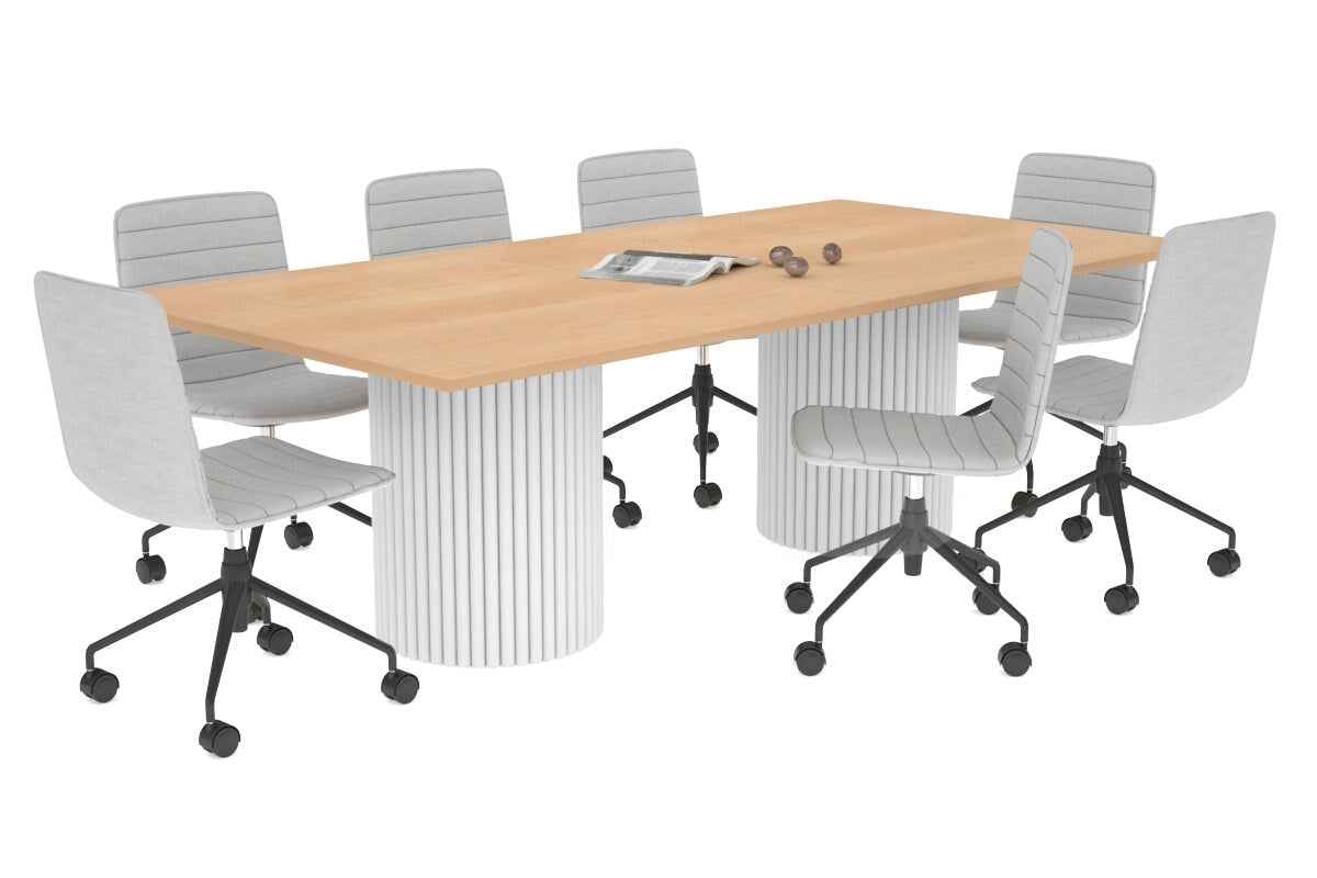 Baobab Circular Wood Base Boardroom Rectangle Table [2400L x 1200W] Jasonl white leg maple 