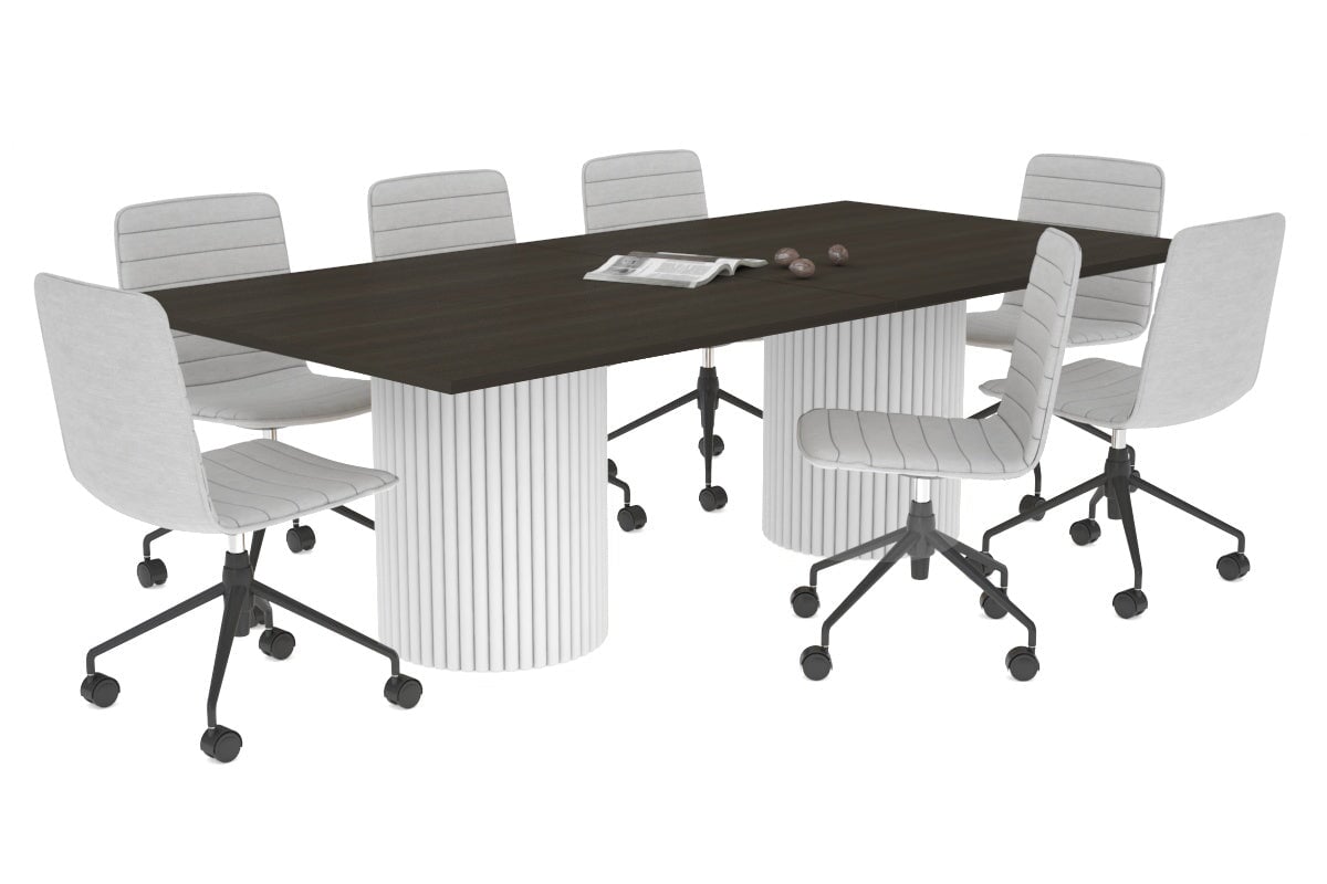 Baobab Circular Wood Base Boardroom Rectangle Table [2400L x 1200W] Jasonl white leg dark oak 