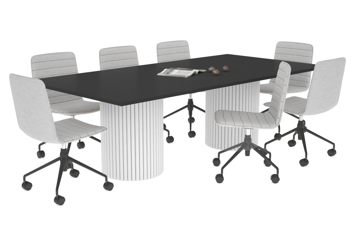Baobab Circular Wood Base Boardroom Rectangle Table [2400L x 1200W] Jasonl white leg black 