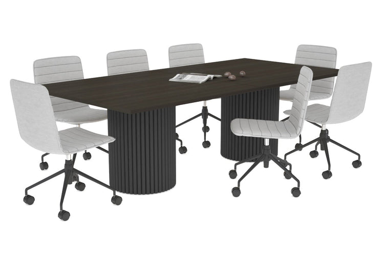 Baobab Circular Wood Base Boardroom Rectangle Table [2400L x 1200W] Jasonl black leg dark oak 