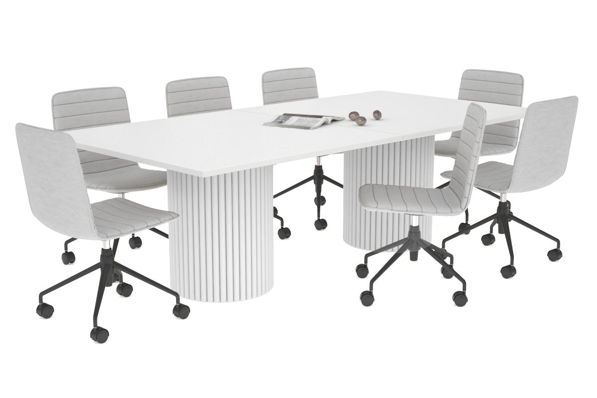Baobab Circular Wood Base Boardroom Rectangle Table [2400L x 1200W] Jasonl white leg white 