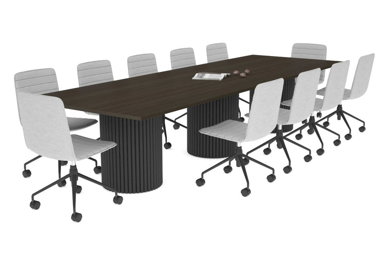 Baobab Circular Wood Base Boardroom Rectangle Table [3600L x 1200W] Jasonl black leg dark oak 