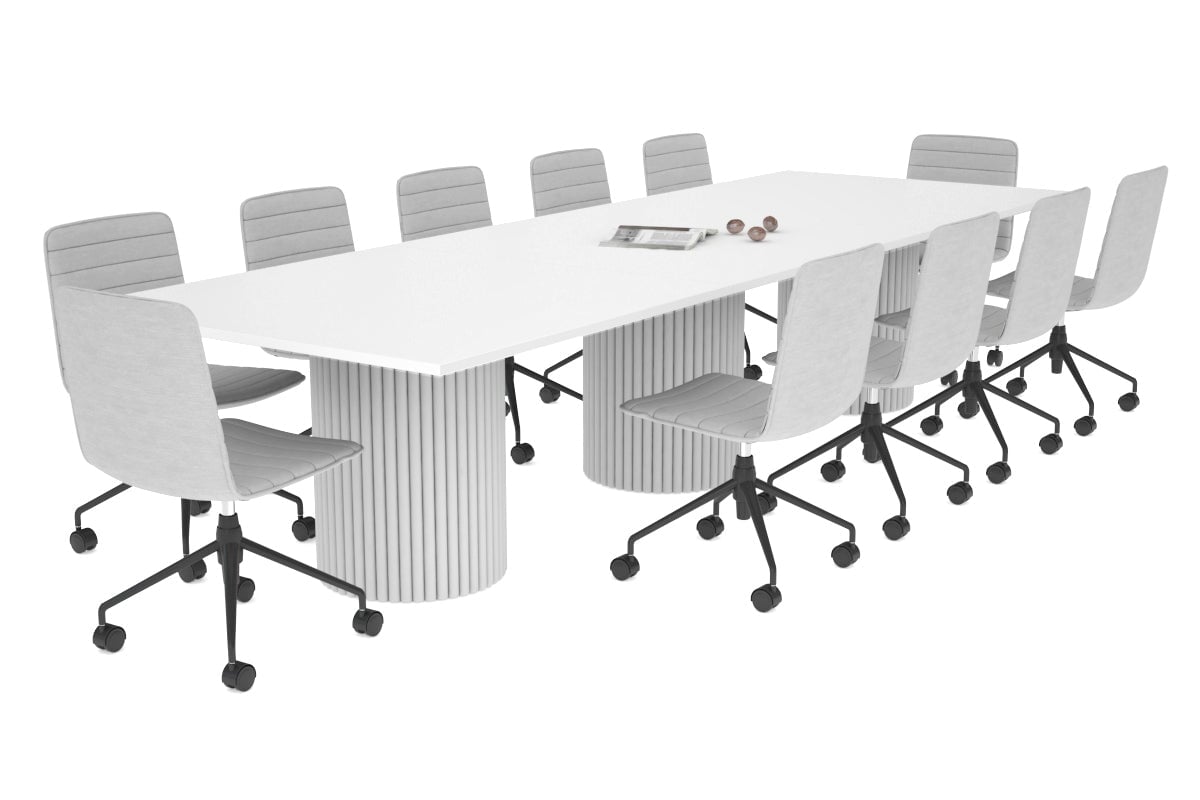 Baobab Circular Wood Base Boardroom Rectangle Table [3600L x 1200W] Jasonl white leg white 