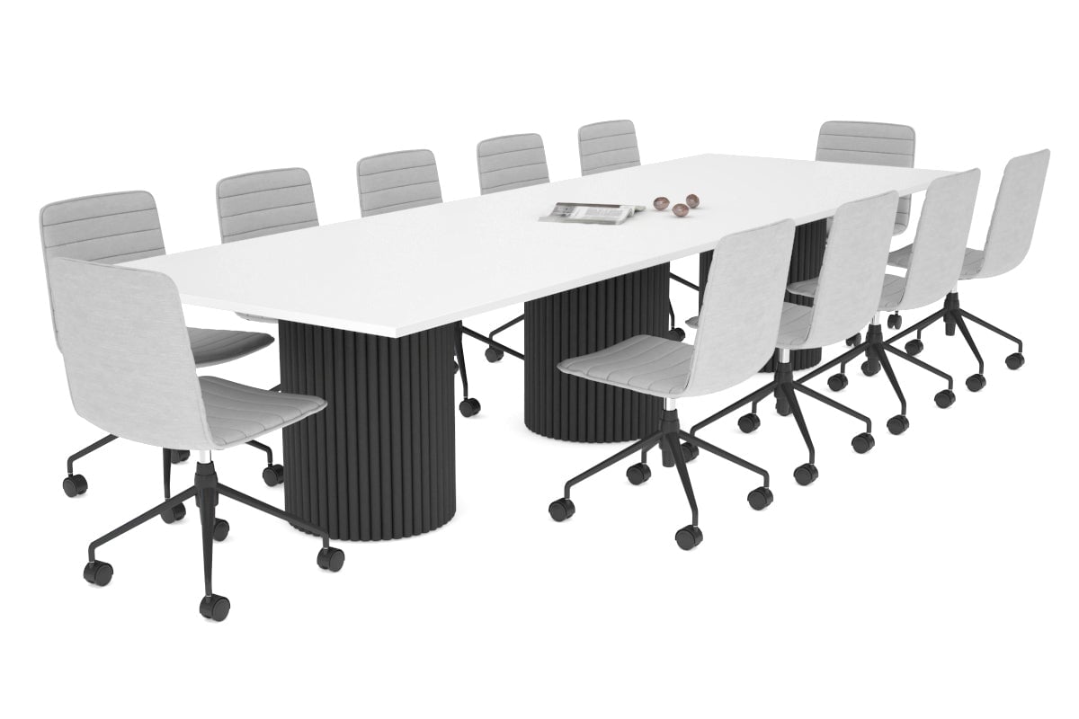 Baobab Circular Wood Base Boardroom Rectangle Table [3600L x 1200W] Jasonl black leg white 