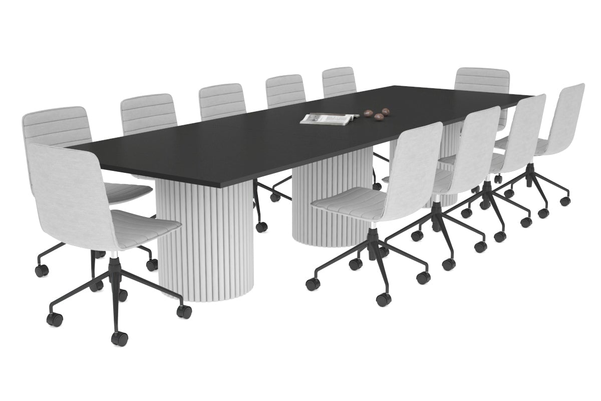 Baobab Circular Wood Base Boardroom Rectangle Table [3600L x 1200W] Jasonl white leg black 