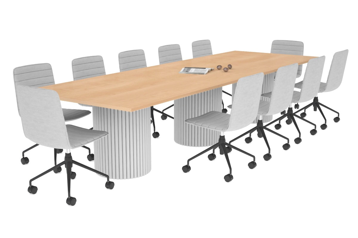 Baobab Circular Wood Base Boardroom Rectangle Table [3600L x 1200W] Jasonl white leg maple 