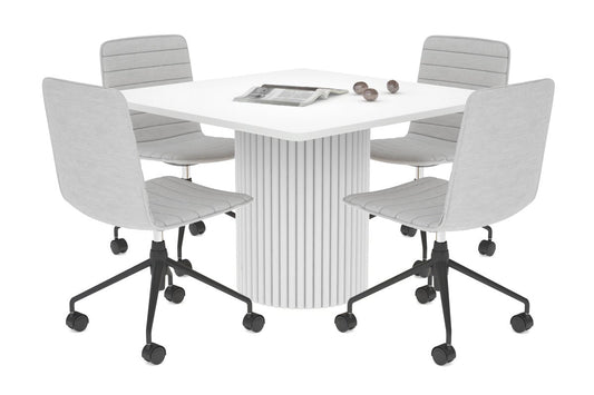 Baobab Circular Wood Base Boardroom Rectangle Table - Rounded Corners [1100L x 1100W] Jasonl white leg white 