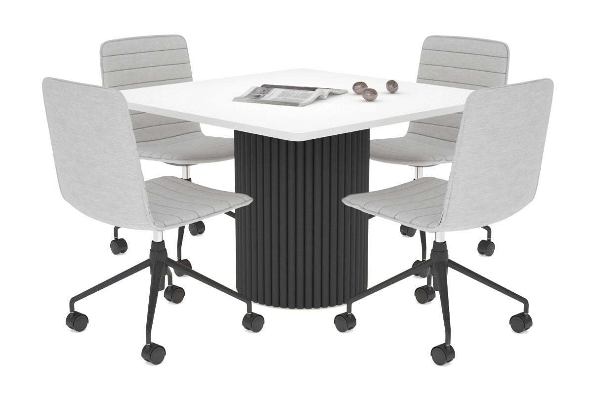 Baobab Circular Wood Base Boardroom Rectangle Table - Rounded Corners [1100L x 1100W] Jasonl black leg white 