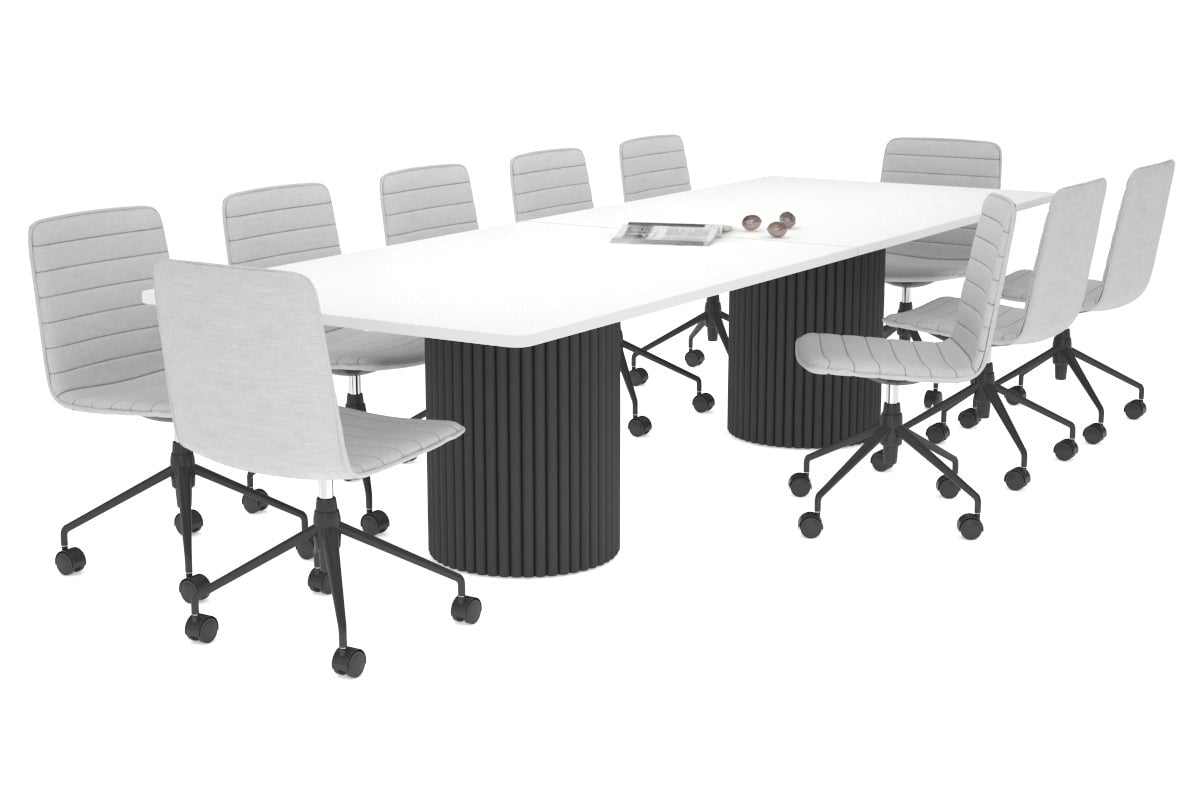 Baobab Circular Wood Base Boardroom Rectangle Table - Rounded Corners [3200L x 1100W] Jasonl black leg white 