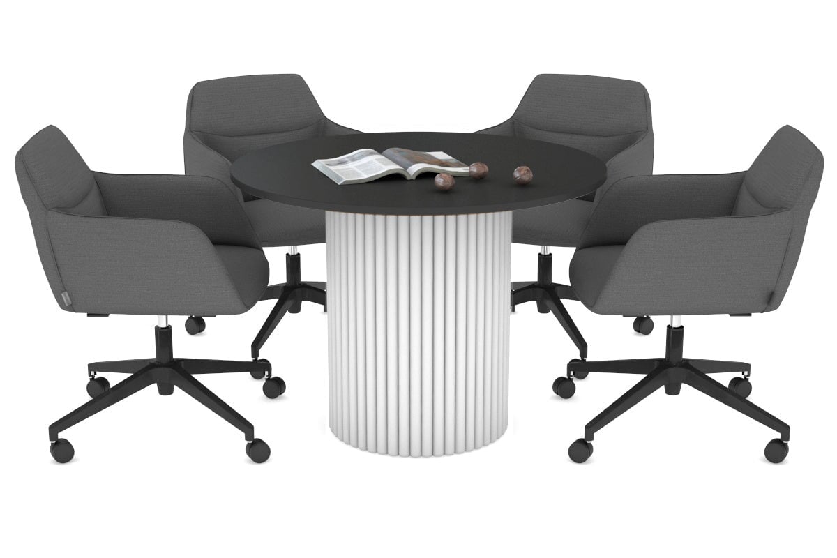 Baobab Circular Wood Base Boardroom Round Table [1000 mm] Jasonl white leg black 