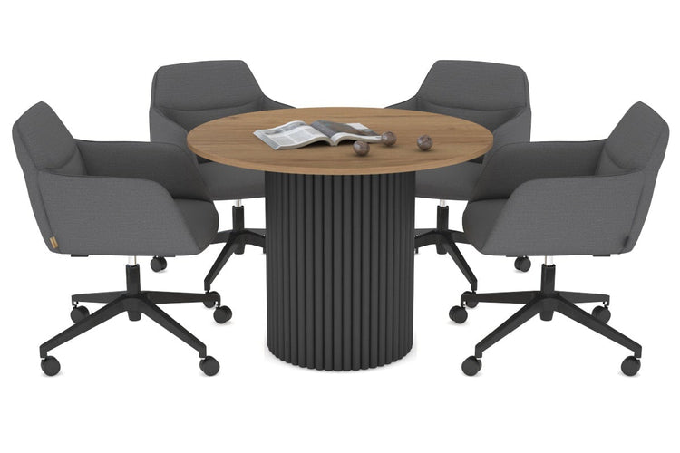 Baobab Circular Wood Base Boardroom Round Table [1000 mm] Jasonl black leg salvage oak 