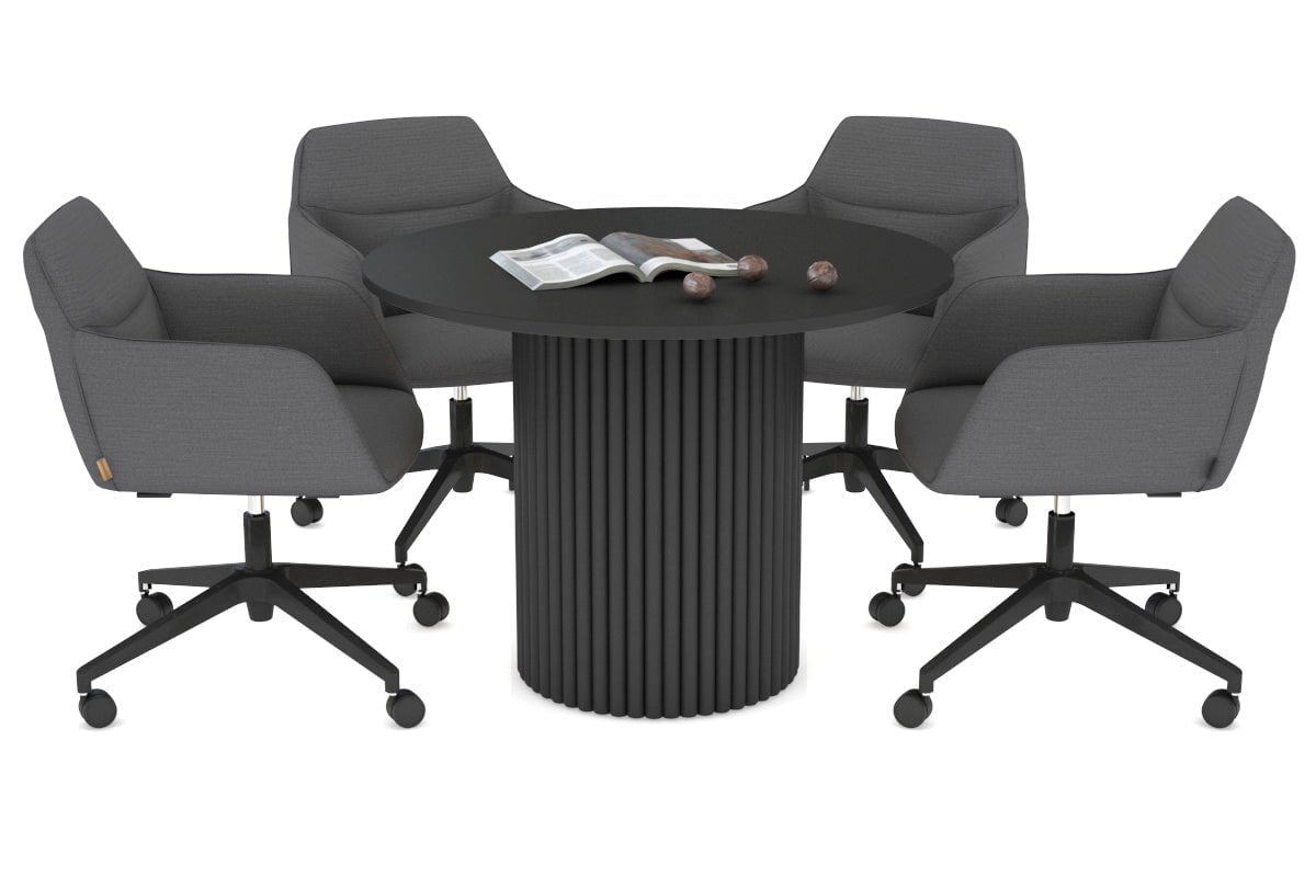 Baobab Circular Wood Base Boardroom Round Table [1000 mm] Jasonl black leg black 