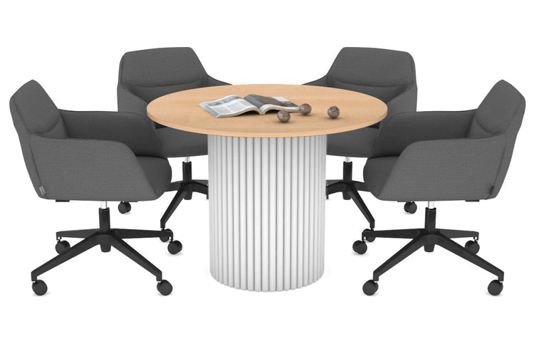 Baobab Circular Wood Base Boardroom Round Table [1000 mm] Jasonl white leg maple 